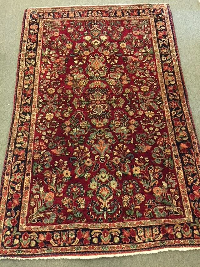 WS-413 Persian, Sarouk, hand-tied rug. Circa 1930's/40's. 38" x 59". $390