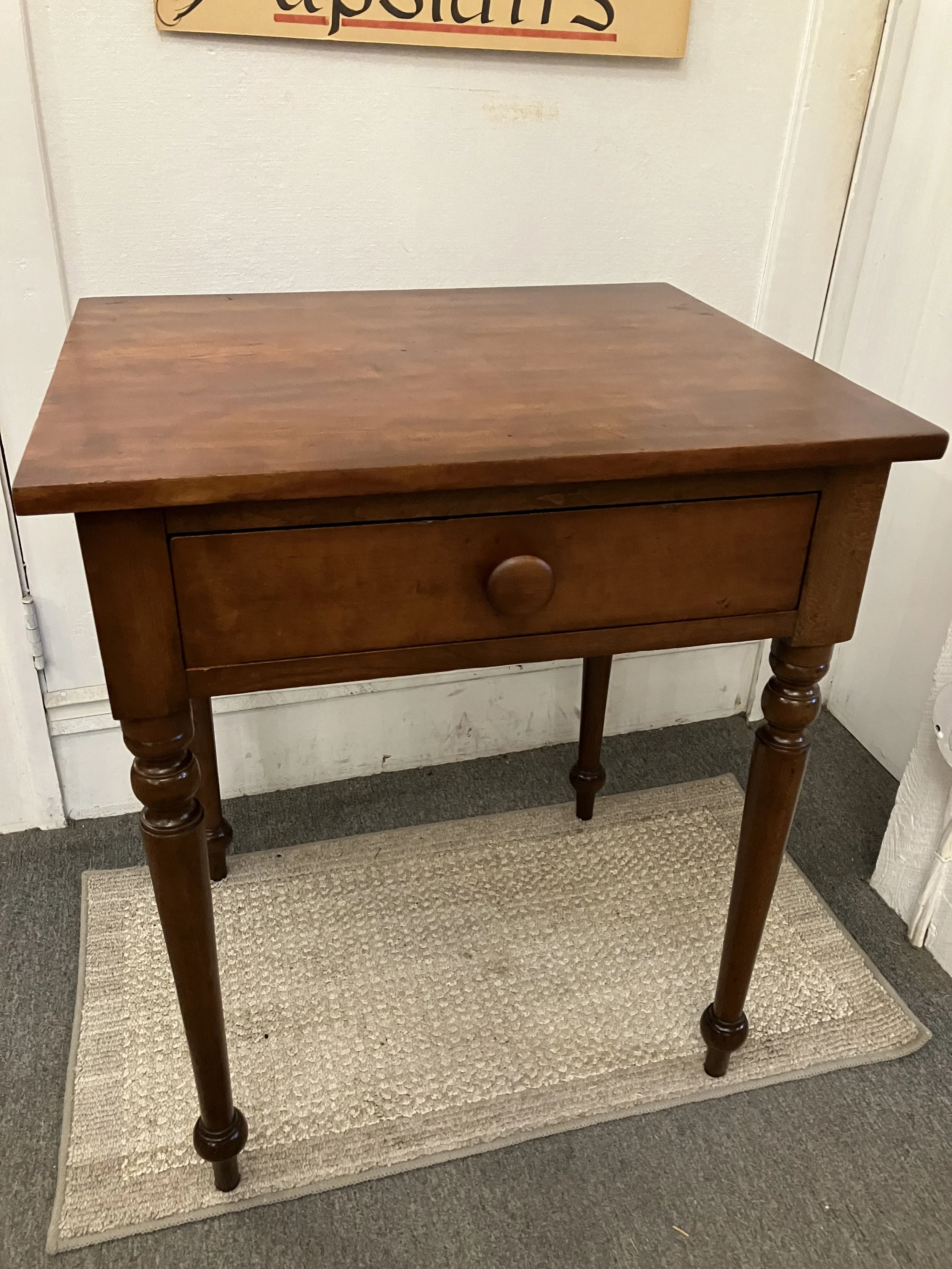  2261003 Country Sheraton, Cherry, 1 Drawer Stand. Circa 1840. 24.25” W x 20” D x 28.5” H. $425 