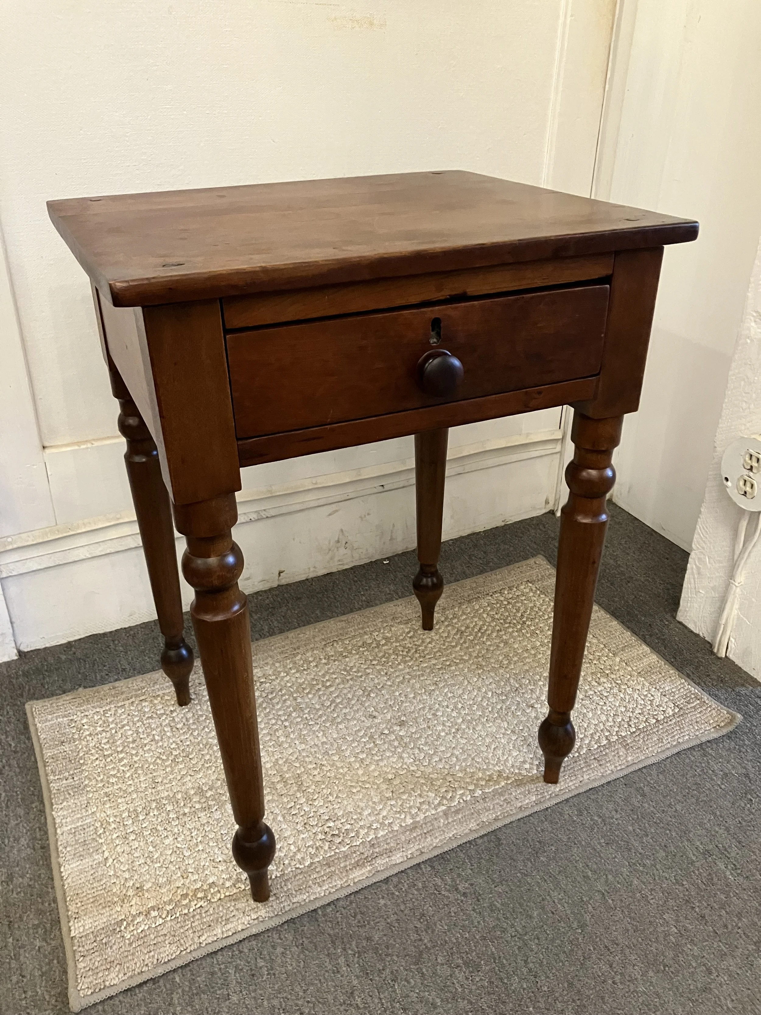  2261013 Stand, Cherry, 1 Drawer. C. 1850. 20.5” W x 17.5” D x 28” D. $385 