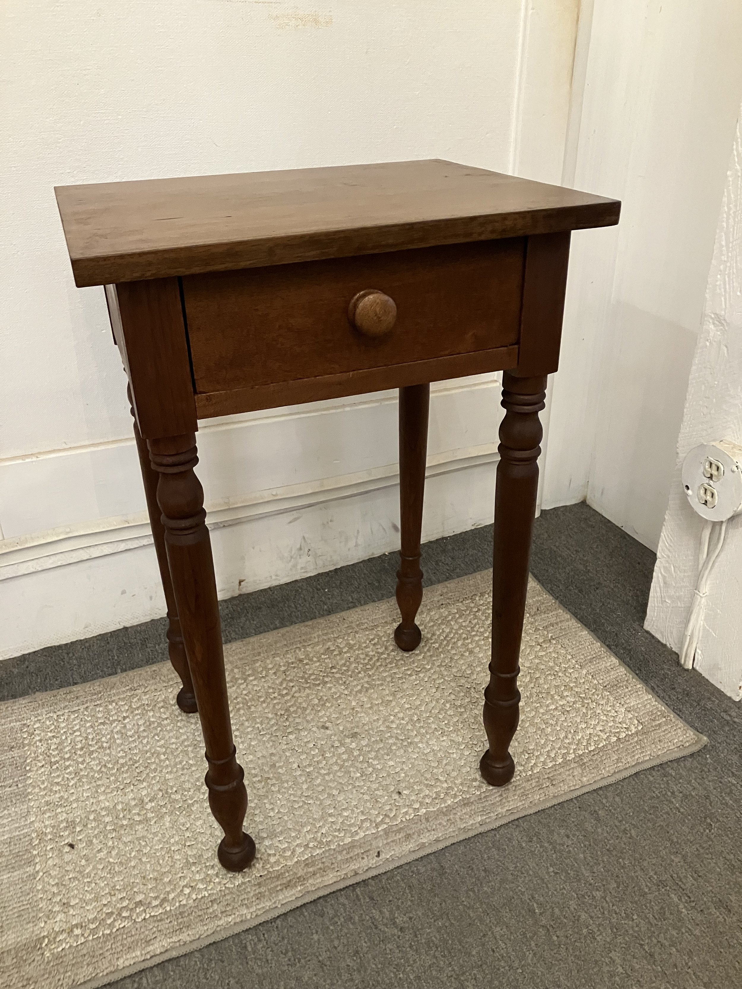  2261005 Walnut, One Drawer Stand. Circa 1860. 18” W x 15” D x 28.5” H. $285 