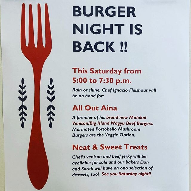 Ground Molokai venison &amp; Big Island Wagyu beef burgers. 🍔 Nuff said. 👊🏽 See you tomorrow night! 😉 #burgernight #kokuamarket #eatlocal #buylocal