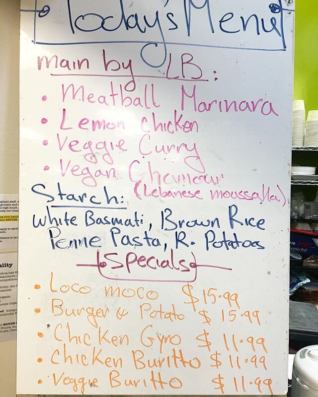 We&rsquo;re open! Today&rsquo;s menu is....
🚨 Important to note🚨
We will continue to offer hot and cold deli foods but are moving away from self-serving to having a staff member serve you. Look for an increase in our grab-n-go selection. We can no 