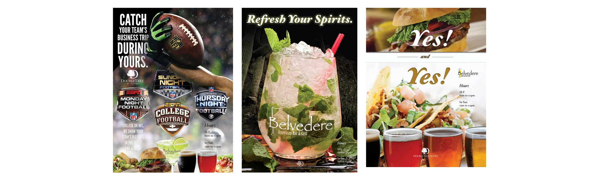 DoubleTree Hotels, Phoenix 3 poster set for on-site restraunt marketing