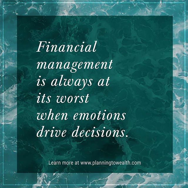 Put the emotions aside when dealing with money matters. Planningtowealth.com
#decisions #decisionmaking #financialfreedom #financialplanning