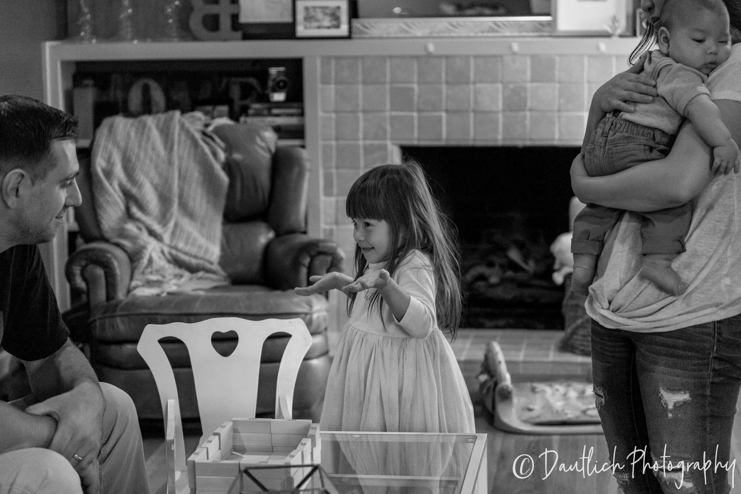 The Hefeneider Family in their home during their documentary photo session.
