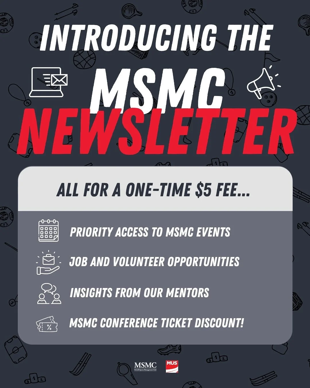 Introducing the MSMC Newsletter!✉️📣 

Link to register will be in our bio soon!