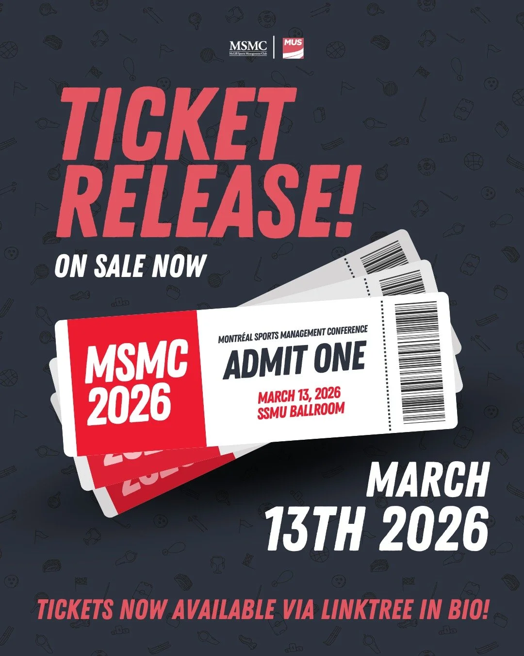 Tickets for the Montr&eacute;al Sports Management Conference 2026 are out!🎟️

Link in bio to purchase!📣📲