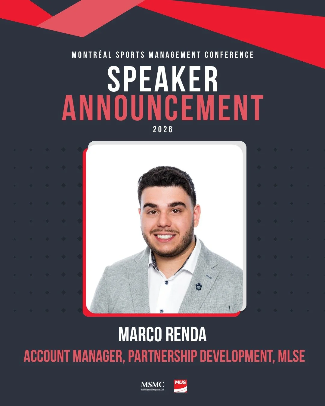 We are thrilled to announce that Marco Renda, Account Manager, Partner Development, MLSE, will be speaking at our conference! 📣📈

Marco Renda is a marketing, sales, and sponsorship professional based in the Greater Toronto Area, focused on building