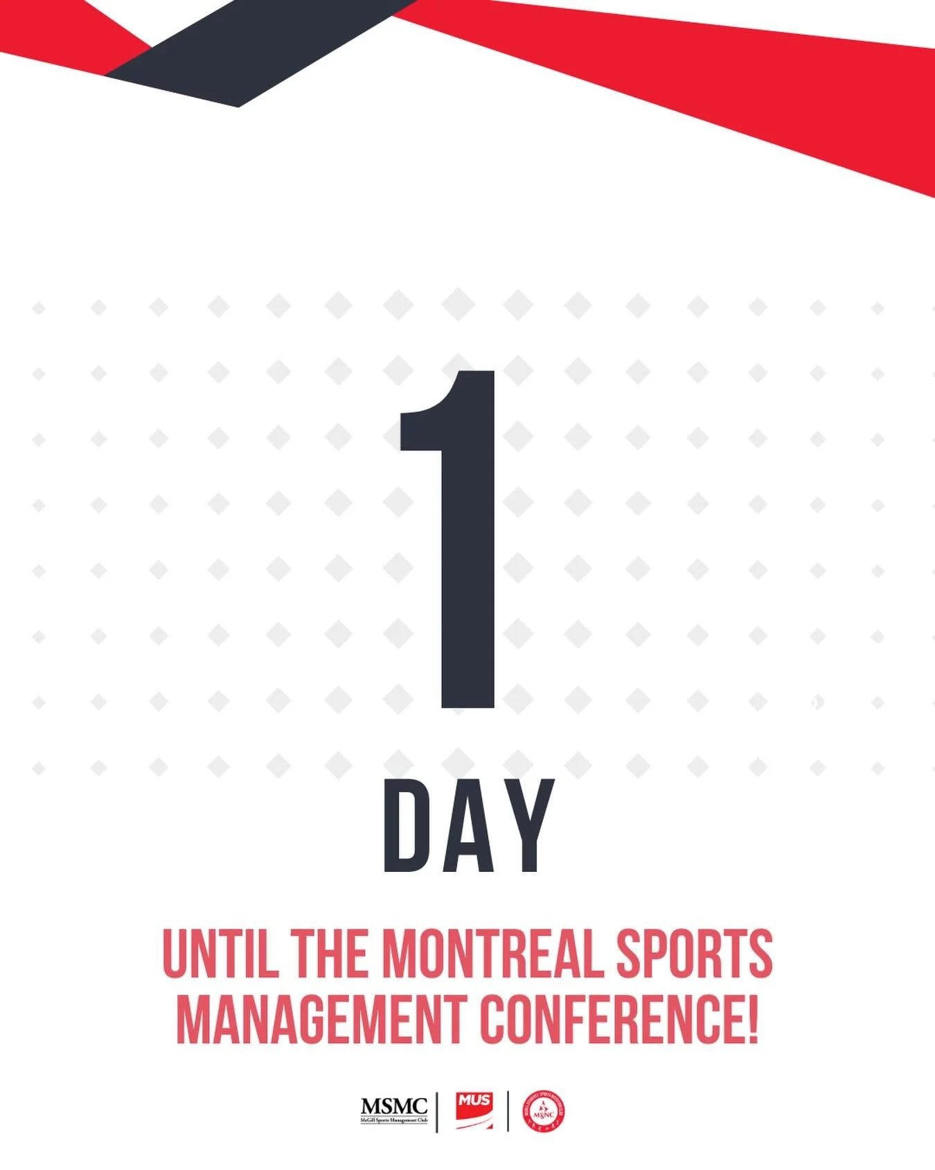 It&rsquo;s here. 🏟️ The Montreal Sports Management Conference is TOMORROW!
📍 SSMU Ballroom, 3rd Floor (3480 McTavish St, Montr&eacute;al, QC)
⏰ Doors open at 9 AM
🍽️ Catered lunch included
🎉 Raffle &amp; networking
See you there 👀