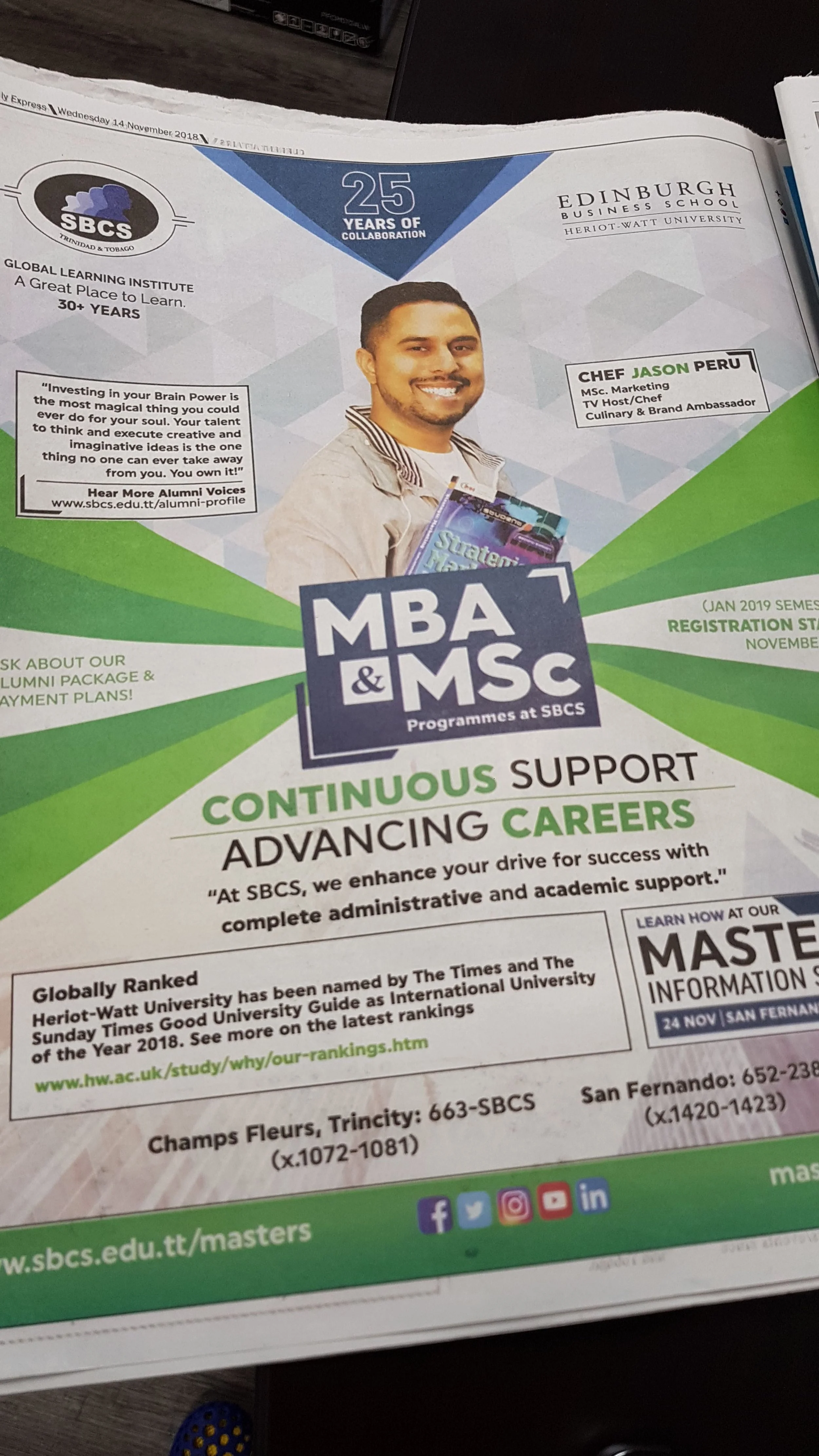 Chef Jason MSc. Degree Congrats