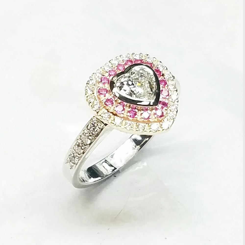 Heart Shaped Diamond With Pink Sapphire Double Halo Van Dell Jewelers