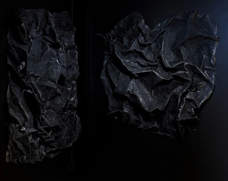   Tittle : "Fictional Landscape #1 " .&nbsp; Technique : Silicon carbide, graphite and carbon on canvas.&nbsp; Dimensions : 3.20 x 2.90 m / 9.28 m2 . Year : 2017  This material is Silicon Carbide which has a similar appearance to the black sand of th