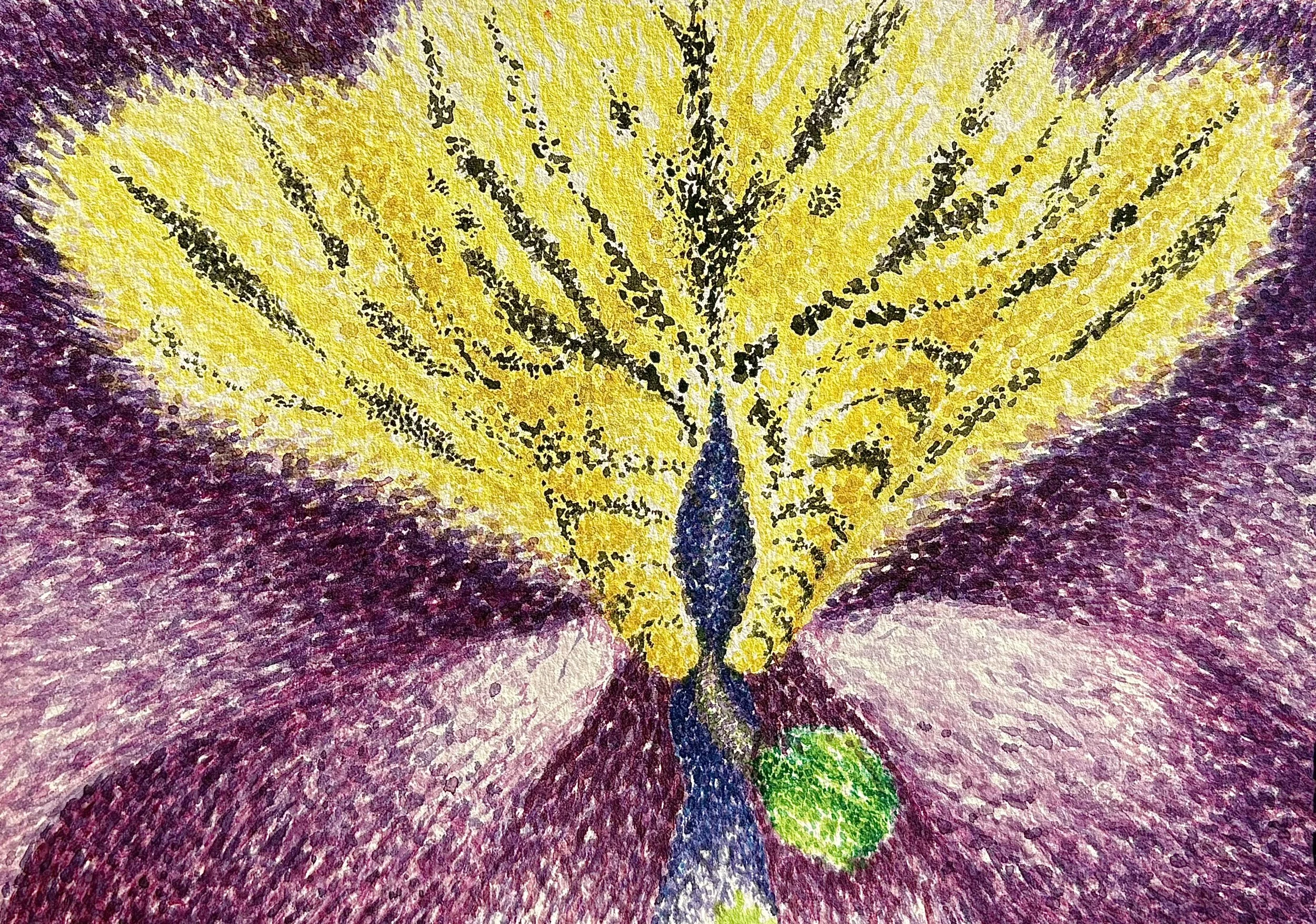 Mariposita blanca convirtiéndose en Jaguar · Acuarela · Carolina Villegas Martínez