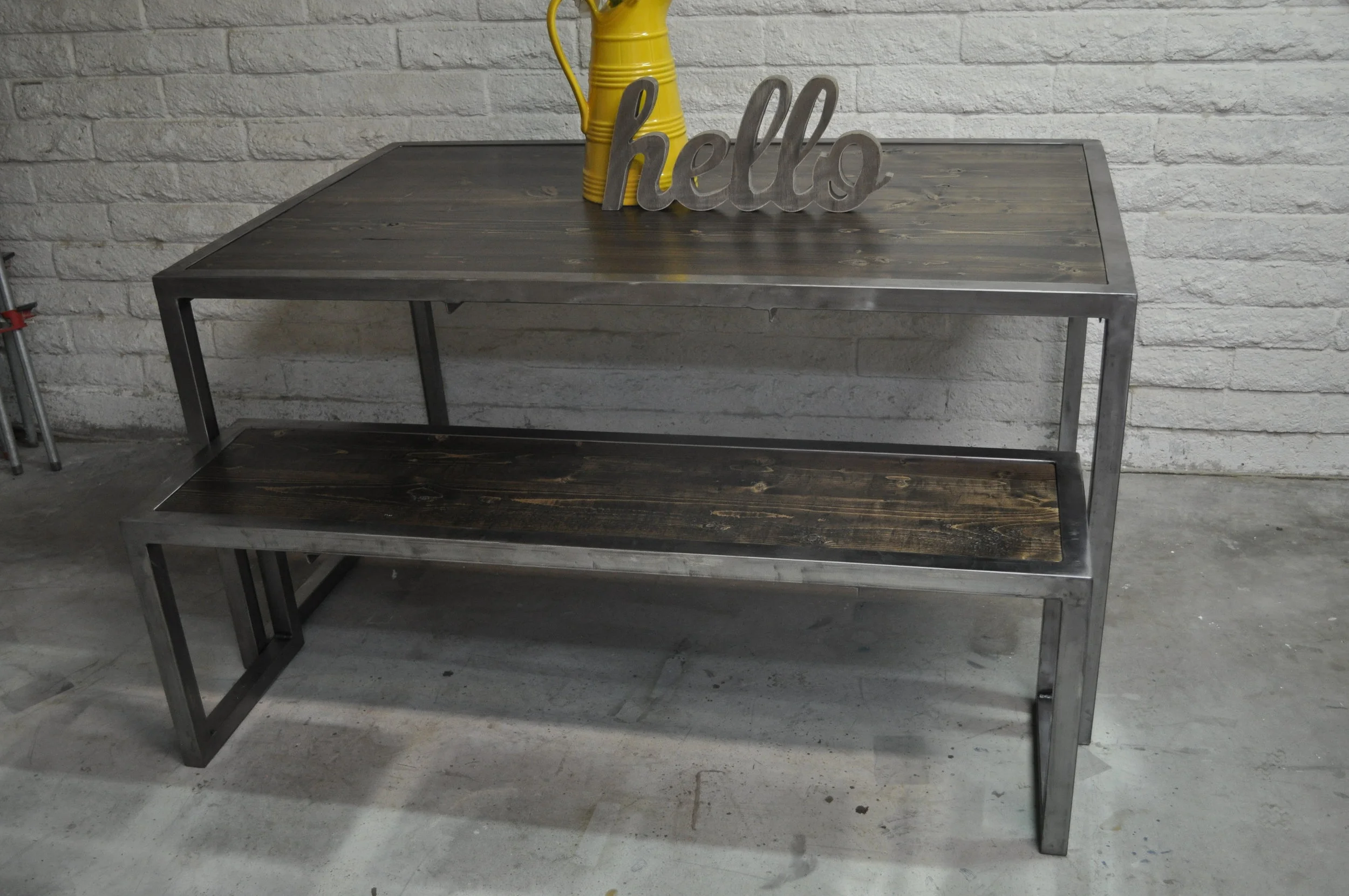 Industrial Farmhouse Table & Bench