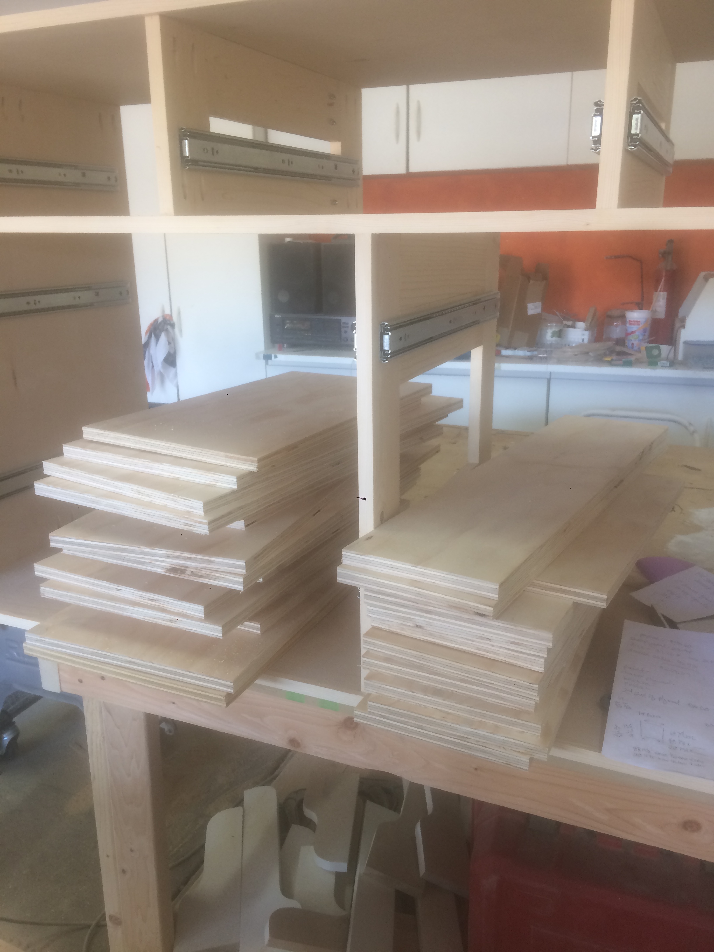  Cut pieces for the drawer boxes.&nbsp; 