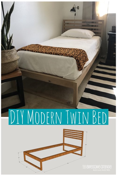 Diy Modern Twin Bed The Awesome Orange, Build A Simple Twin Bed Frame