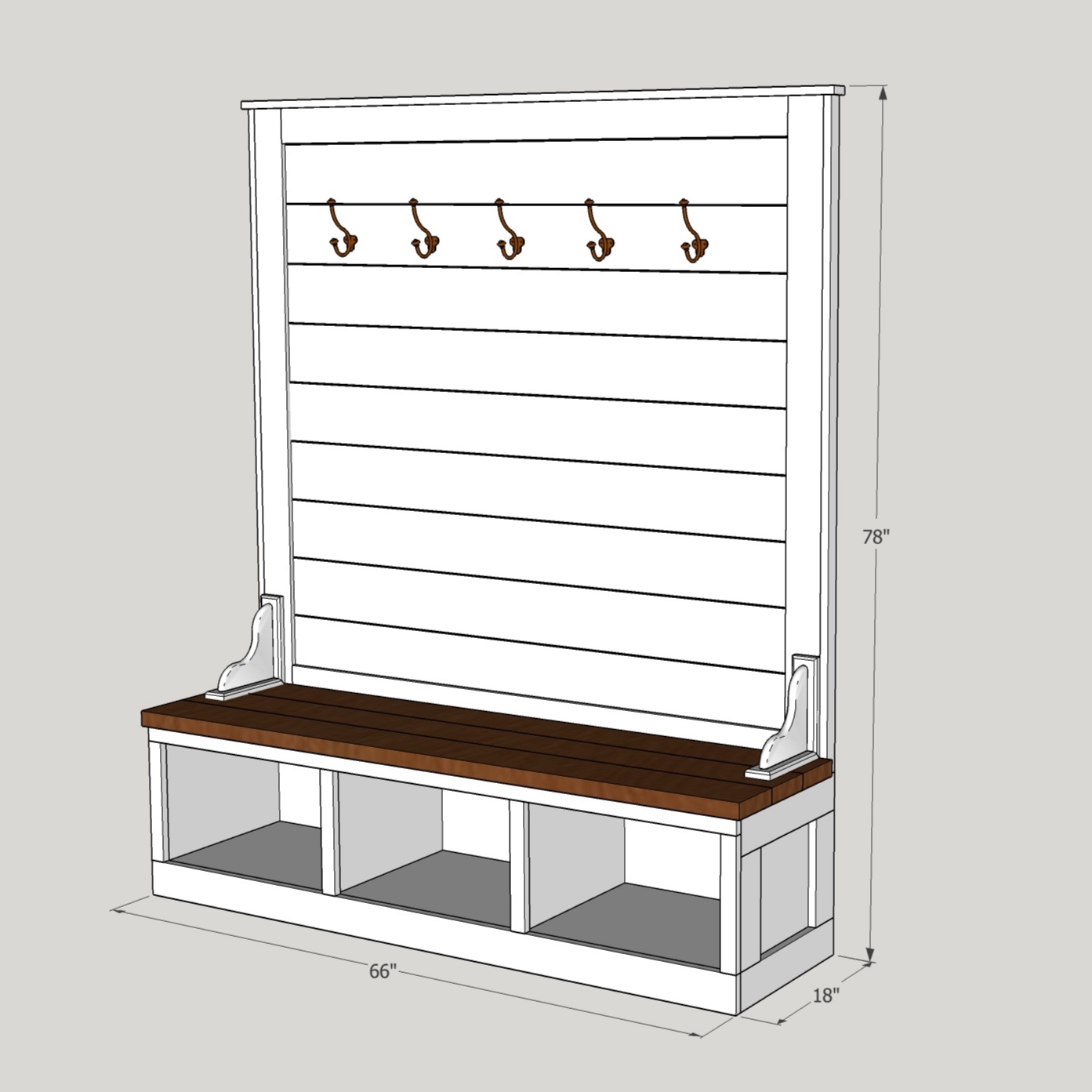 Shiplap Hall Tree Bench Plans — the Awesome Orange