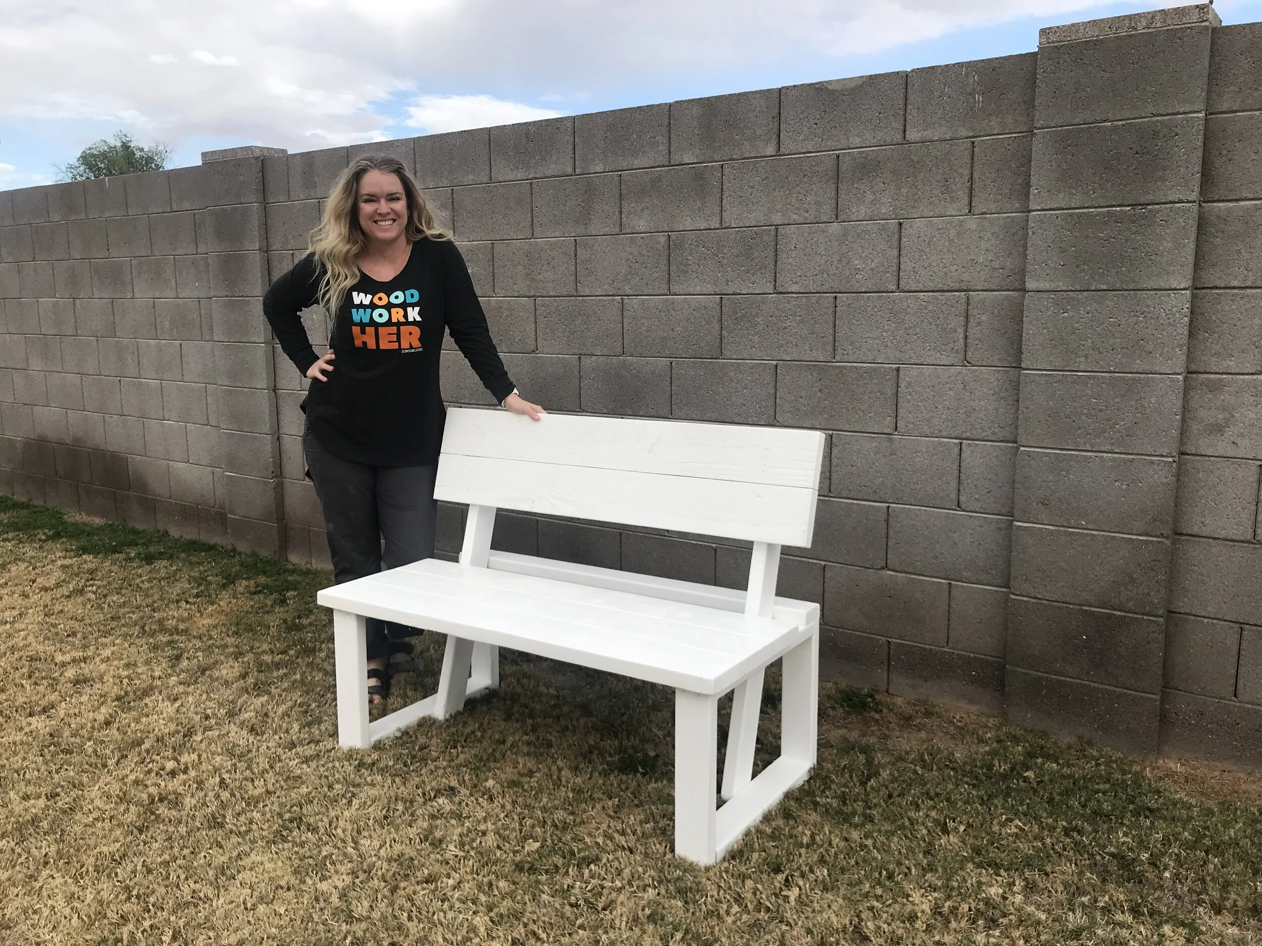 DIY Outdoor Bench with Back