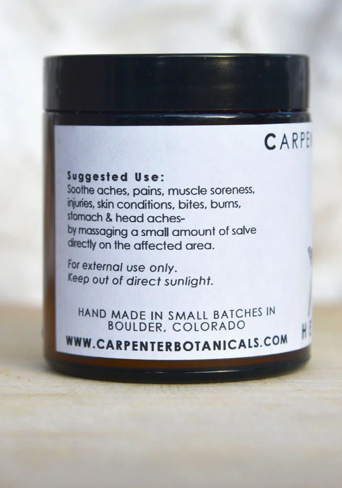 Carpenter Botanicals Lavender & Pine Hemp Salve Suggested Use