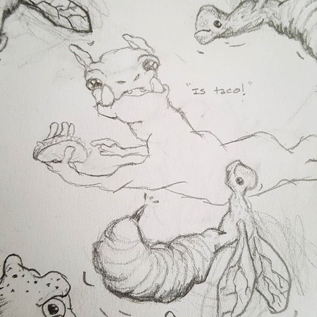 Today's coffee shop drawings to get me  unwound.
#madeup #strangecreatures #illustration #drawing #istaco #imadeapretty #iwannabitesomeone