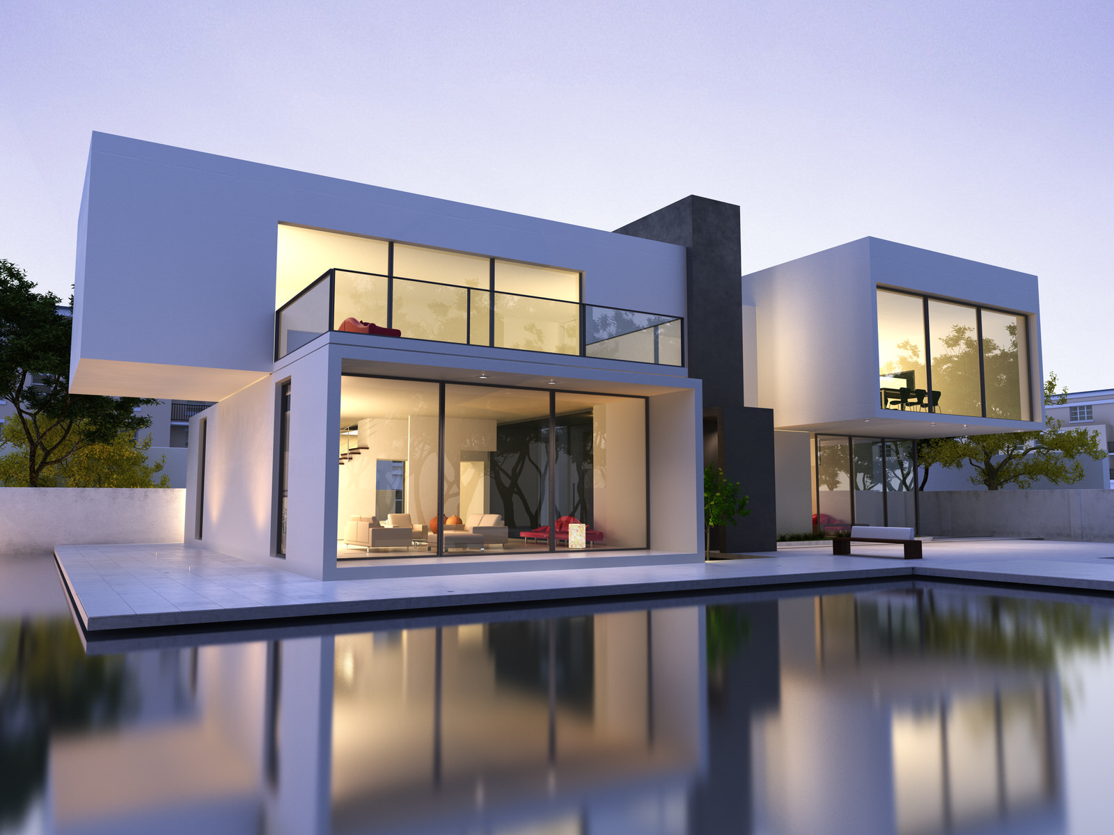 Modern_Home_Glass_windows_contemporary_architecture_sunset_purple_haze_infinity_pool_mood_lighting