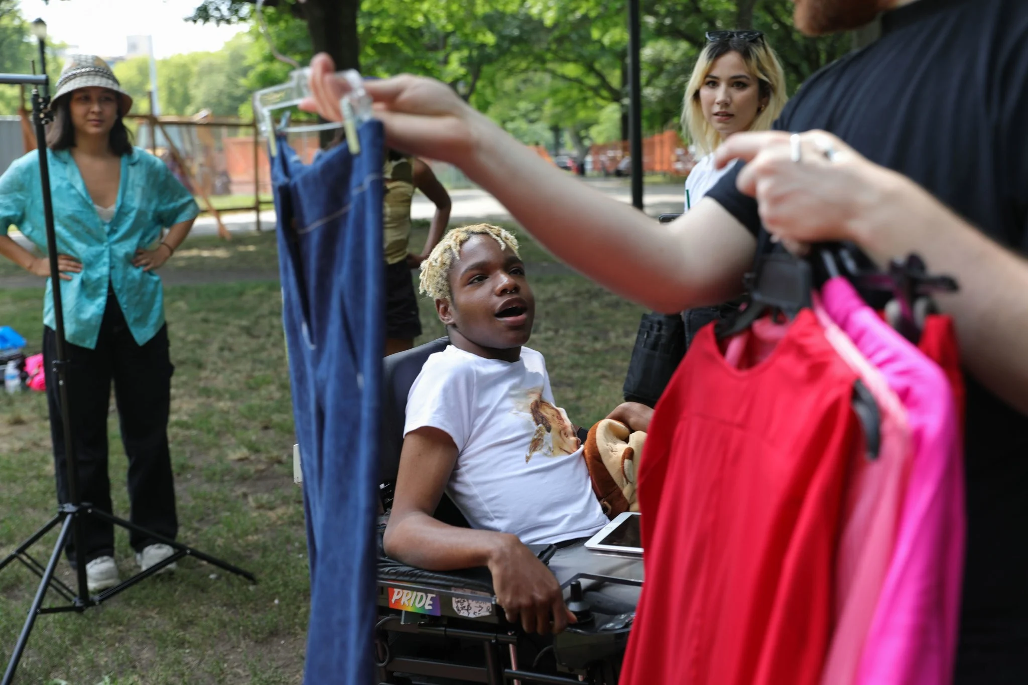 Aaron Philip getting ready for a photo shoot at McCarren Park in Brooklyn. Credit: Gabriella Angotti-Jones/The New York Times