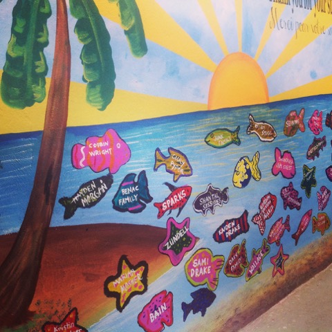 During my stay, I also helped paint parts of the school, which included drawing and painting fish that were dedicated to each of the students.