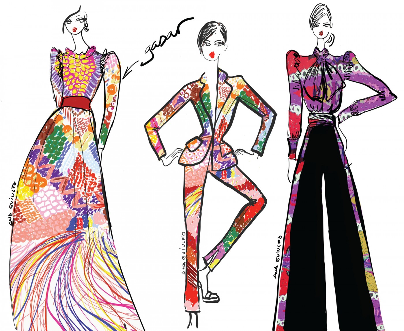 A sketch from designer Ana María Guiulfo for the Epson Digital Couture presentation