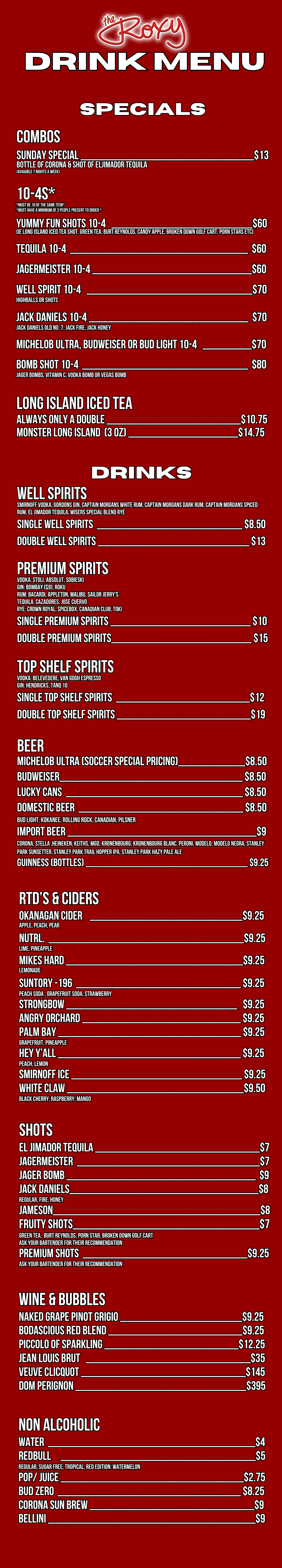 Menu — The Roxy