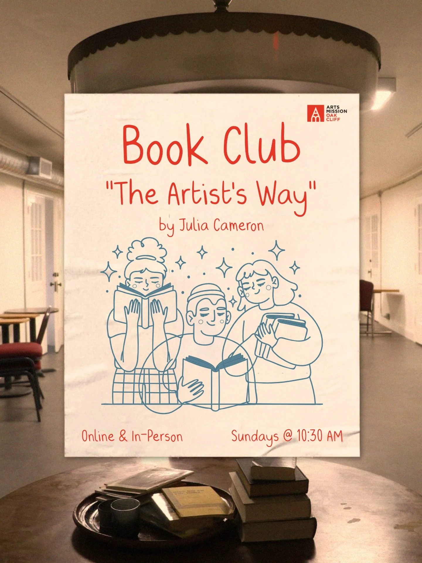 Join us for the first day of The Artist&rsquo;s Way Series this Sunday, January 11, online or at AMOC at 10:30 AM.

Top 3 Reasons to Attend:
 1. You want a creative routine that&rsquo;s gentle but real
 2. You like the idea of starting the year with 