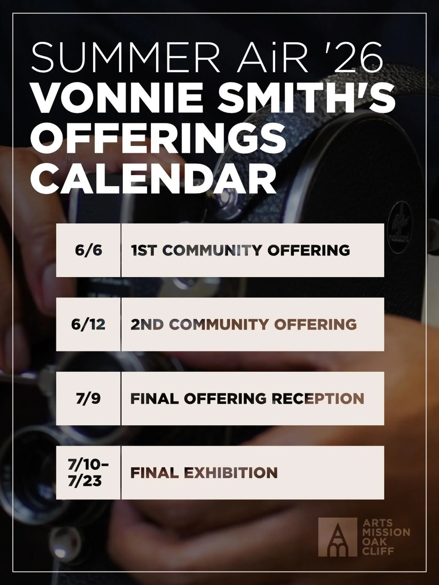 Mark your calendars for our summer artist-in-residence @vonnie_kwame&rsquo;s offerings. 

Devon &ldquo;Vonnie&rdquo; Smith is a research-based cultural worker who uses various modes of documentary production to preserve Black diasporic histories, wit