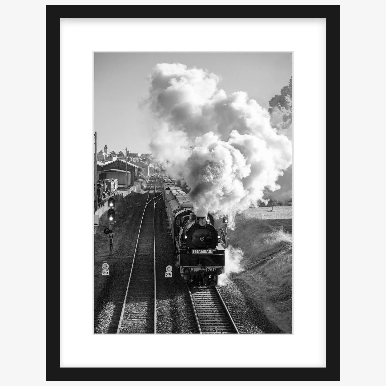 R761 - Steamrail Victoria departing Ballarat - 420mm x 297mm black - square.jpg