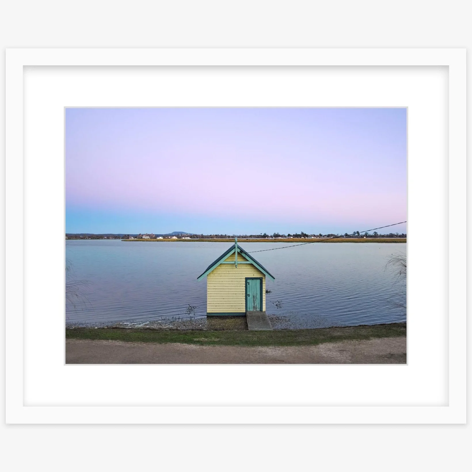 Boatshed No 2 at dusk - 12" x 16" White - square.jpg