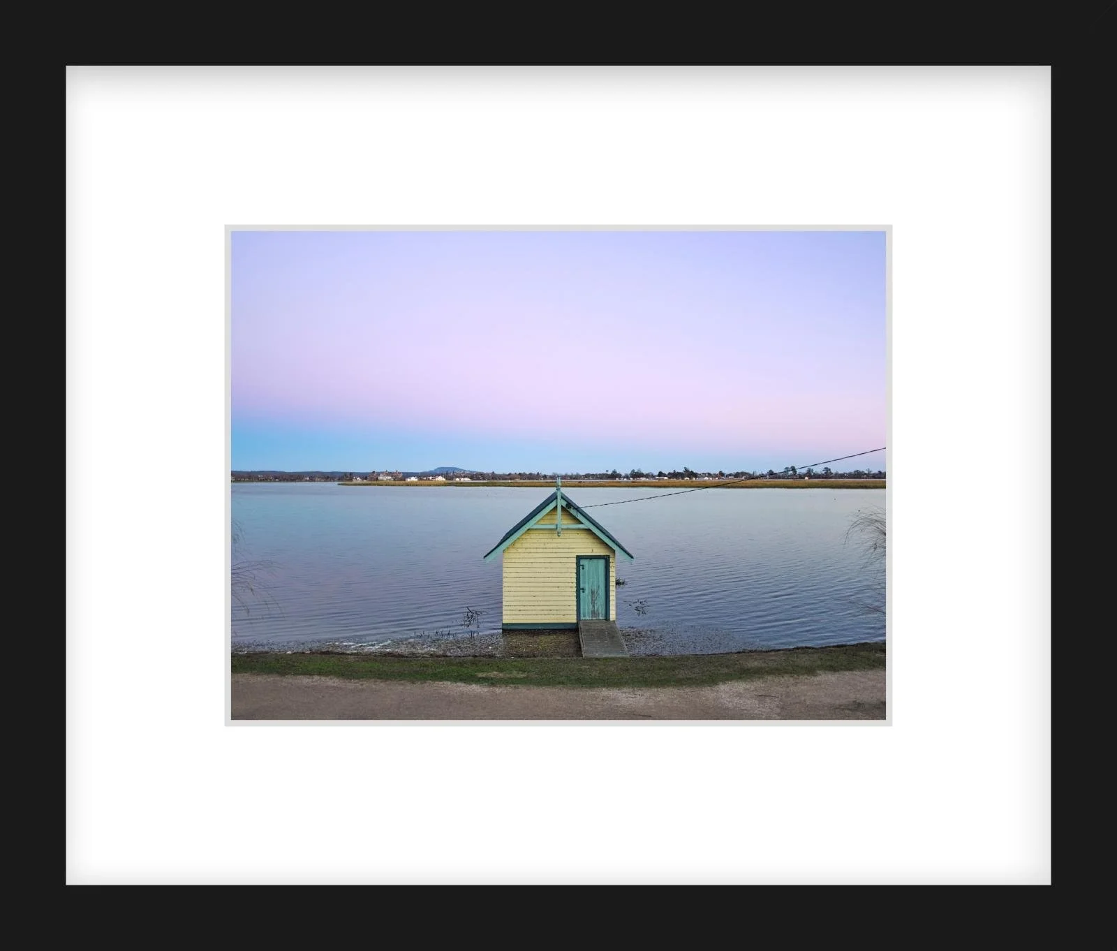 Boatshed No 2 at dusk - 6" x 8" Black.jpg