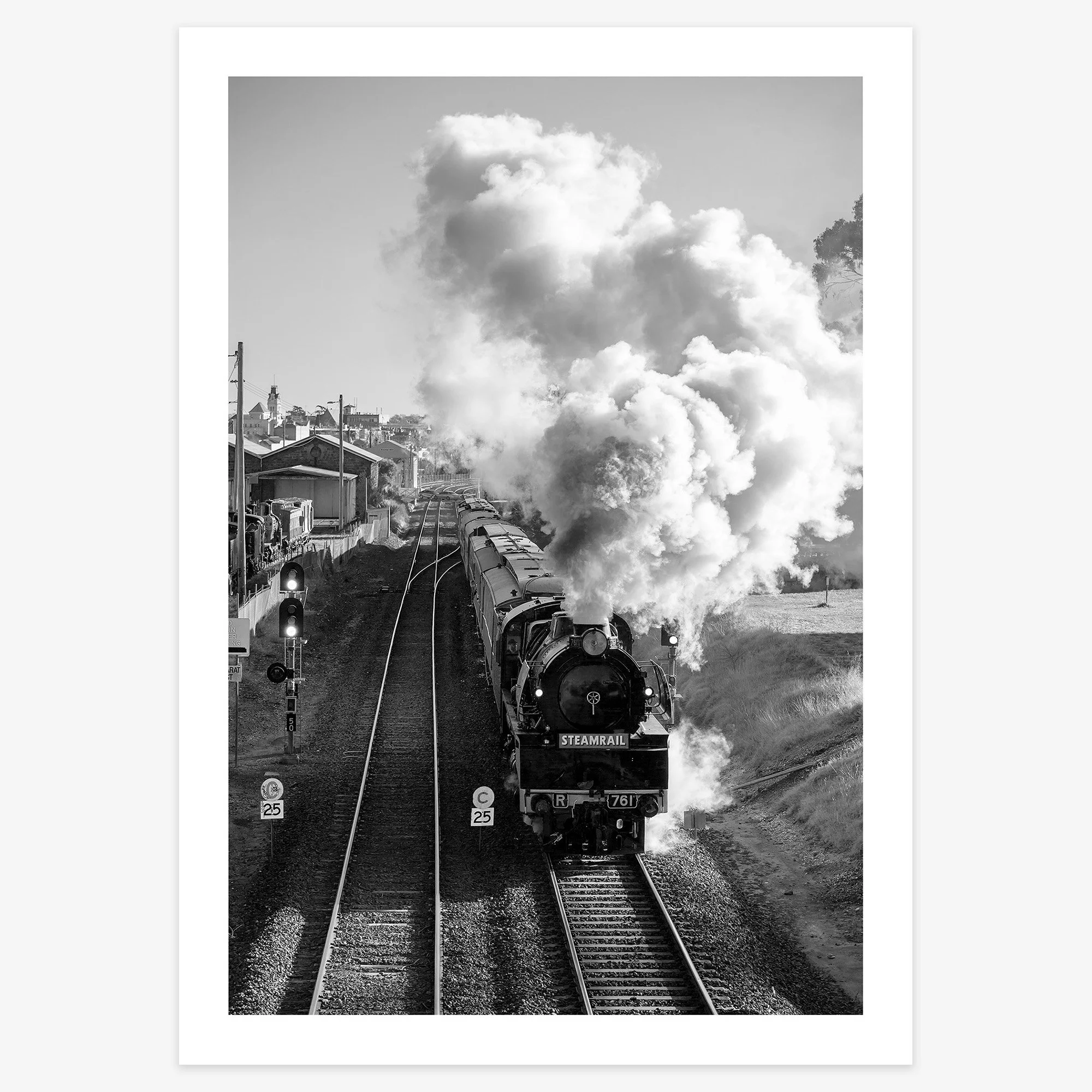 R761 - Steamrail Victoria departing Ballarat - 420mm x 297mm print 20mm border - square.jpg