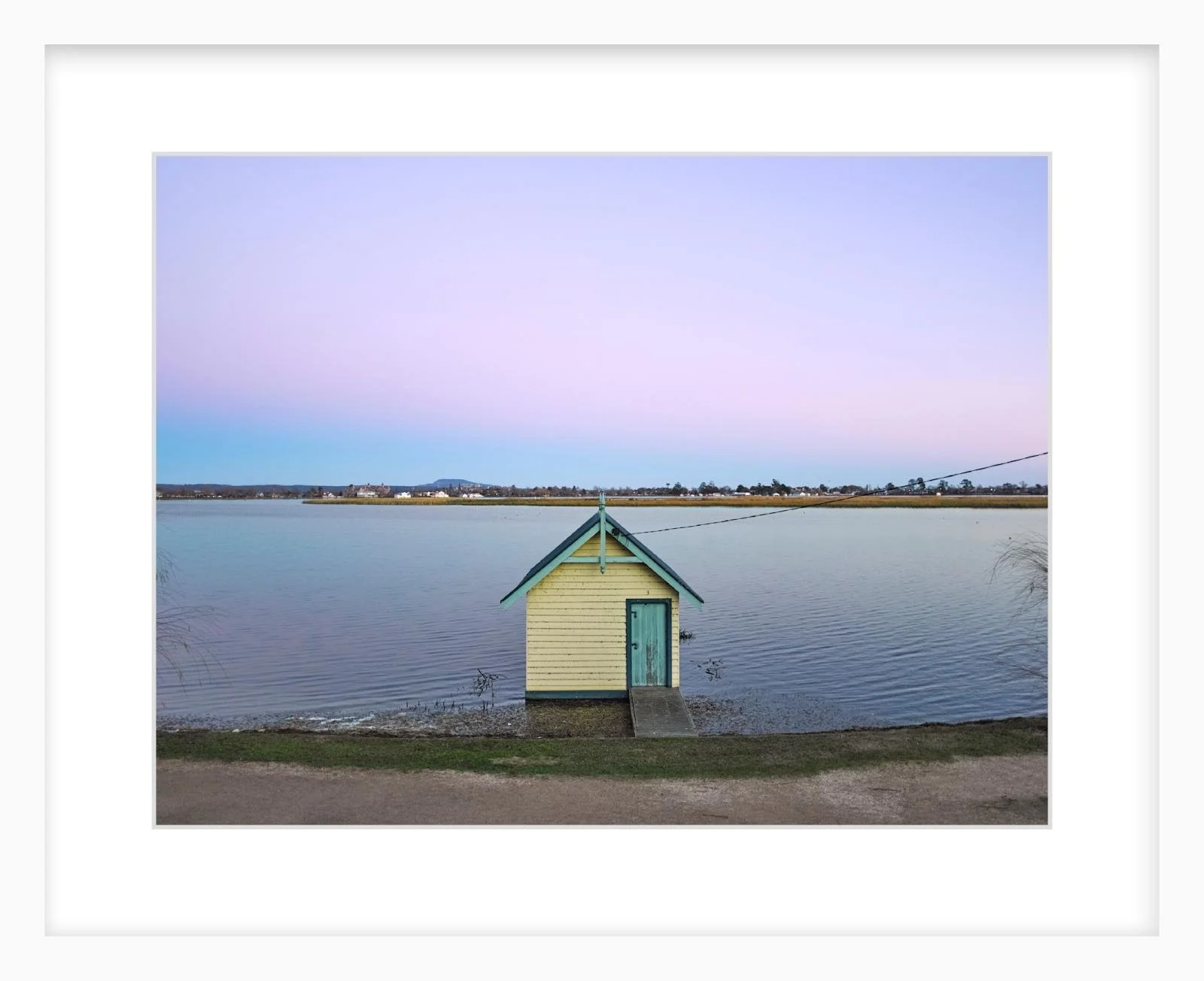 Boatshed No 2 at dusk - 12" x 16" White.jpg