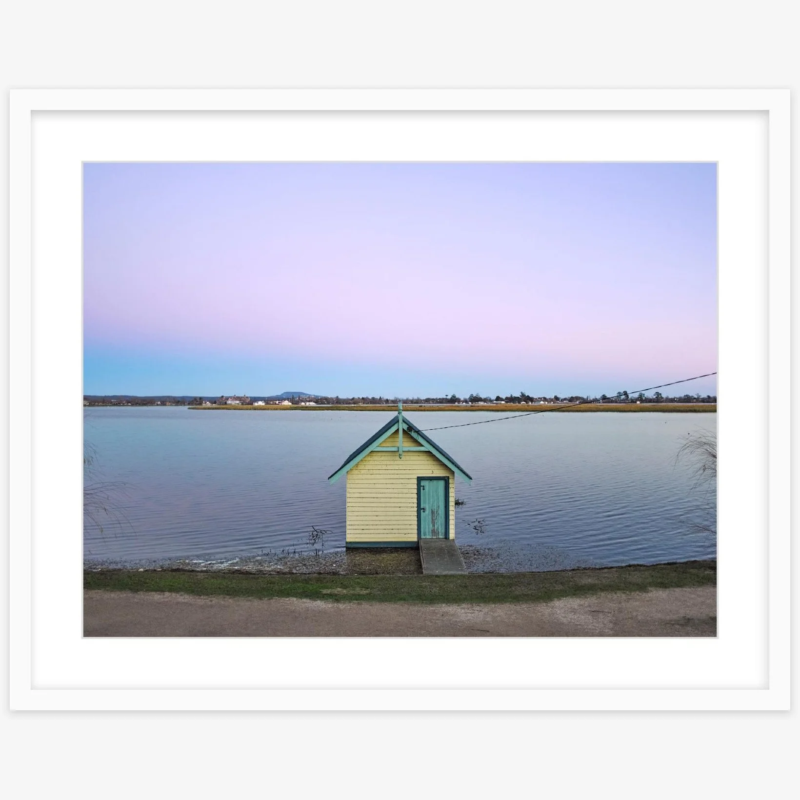 Boatshed No 2 at dusk - 18" x 24" White - square.jpg