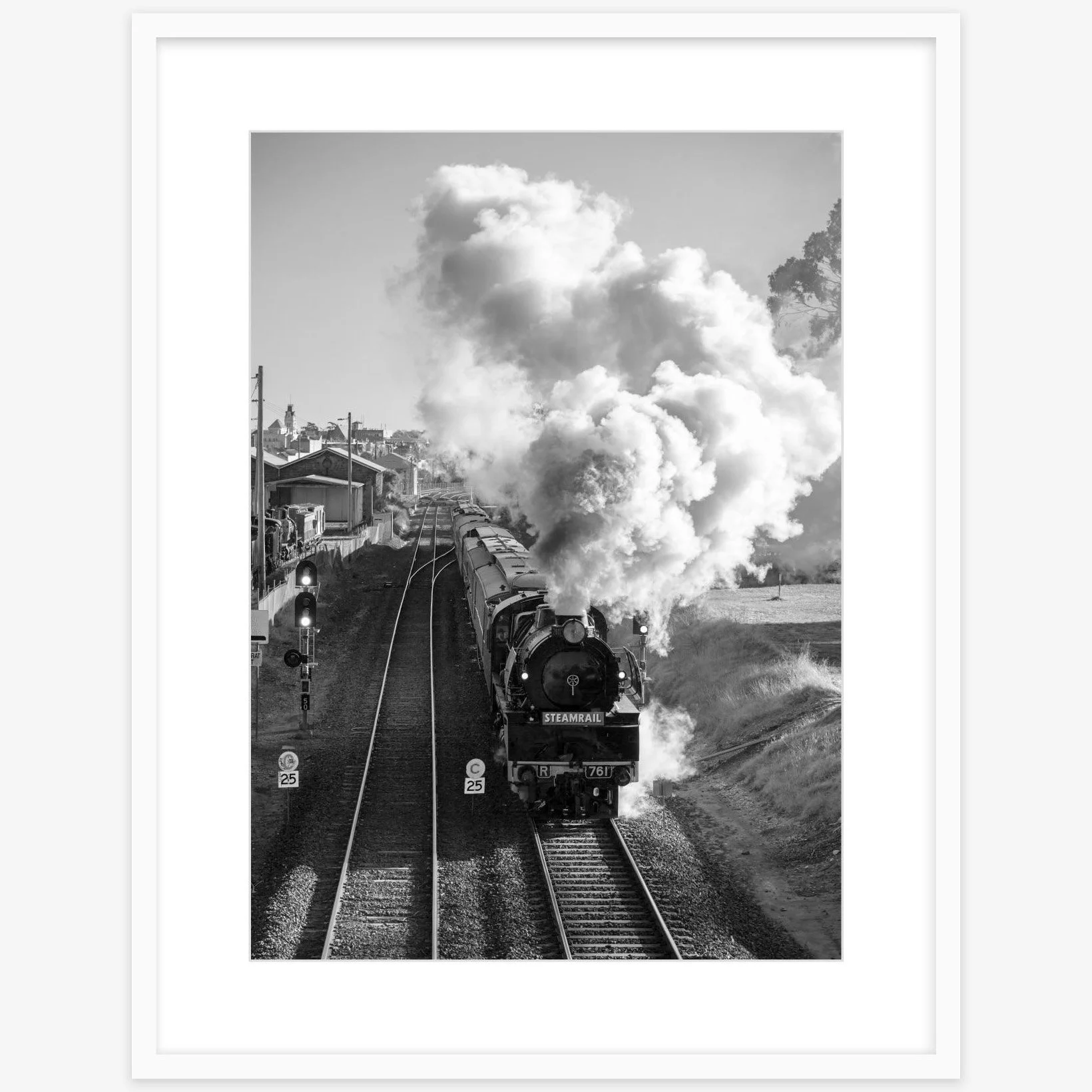 R761 - Steamrail Victoria departing Ballarat - 500mm x 700mm white - square.jpg
