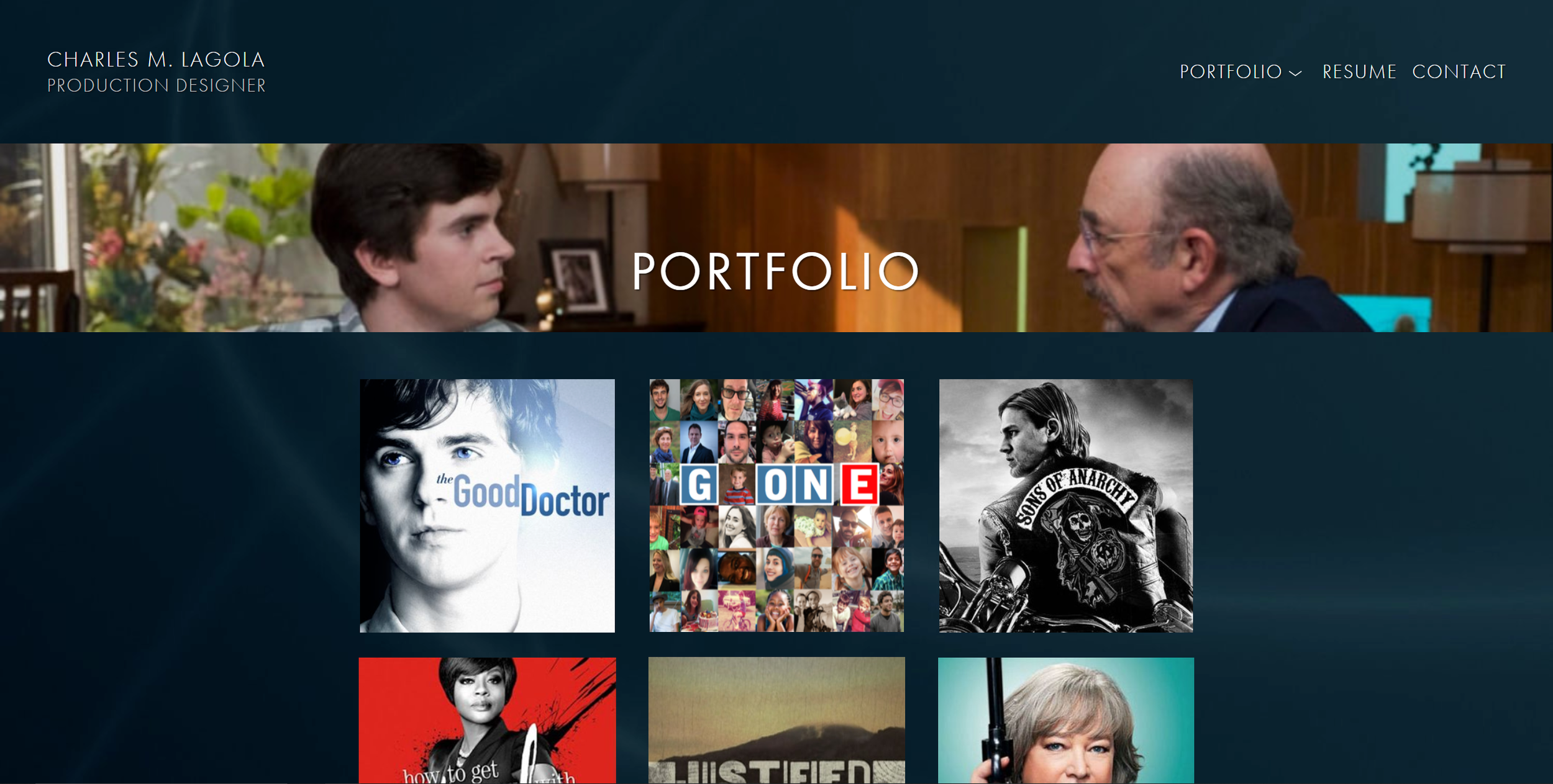 The main page of the client's website.