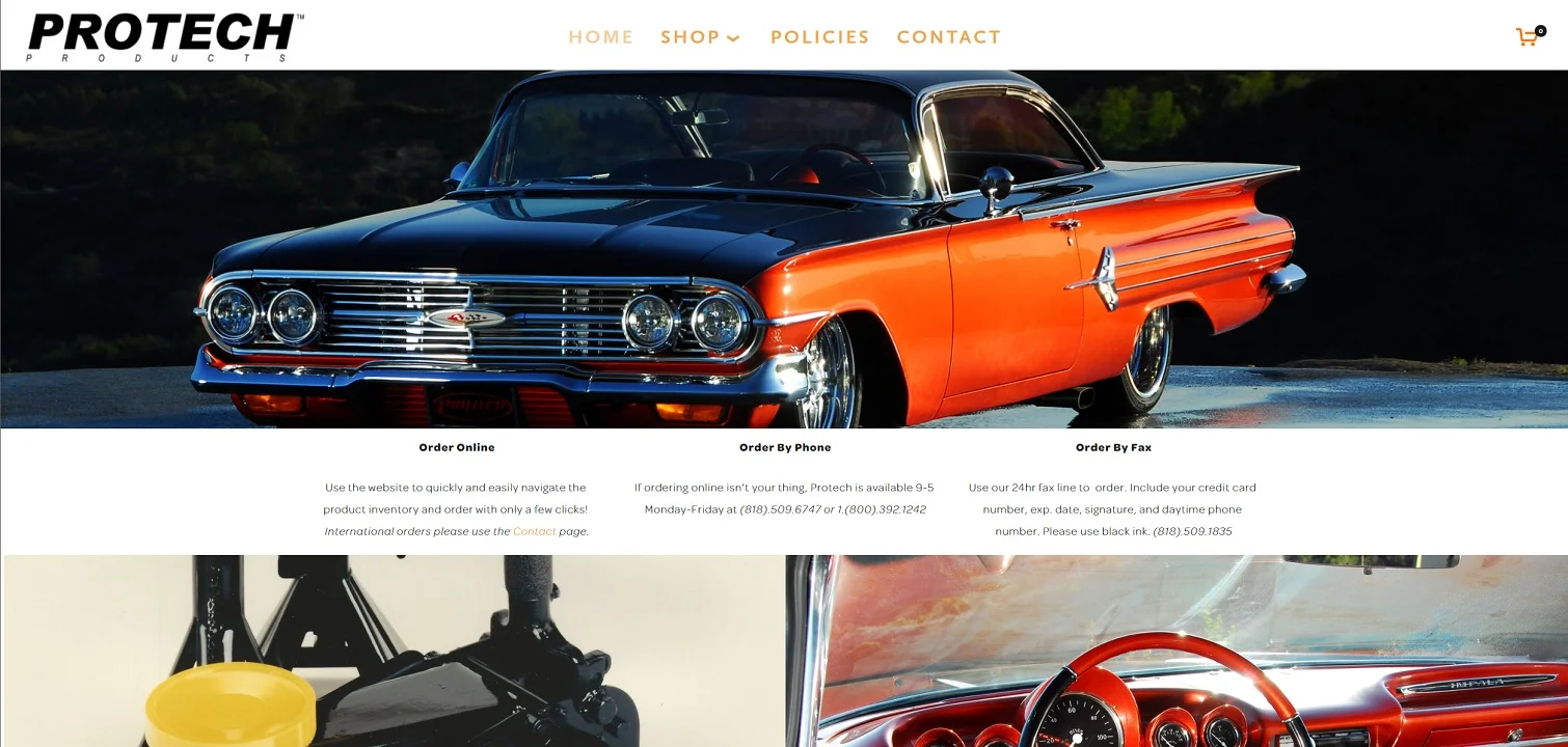 The main page of the client's website.