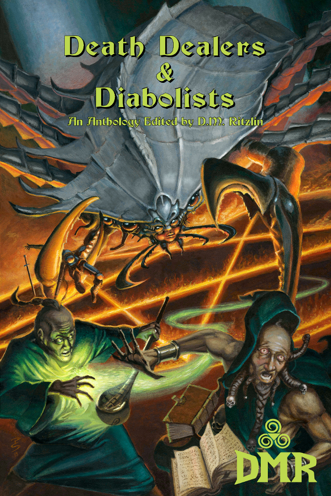   Death Dealers &amp; Diabolists  contains eight exciting tales of swords and sorcery by an assortment of talented authors, including Buzz Dixon (writer for the  Transformers, G.I. Joe,  and  Thundarr the Barbarian  cartoons) and Keith Taylor (author