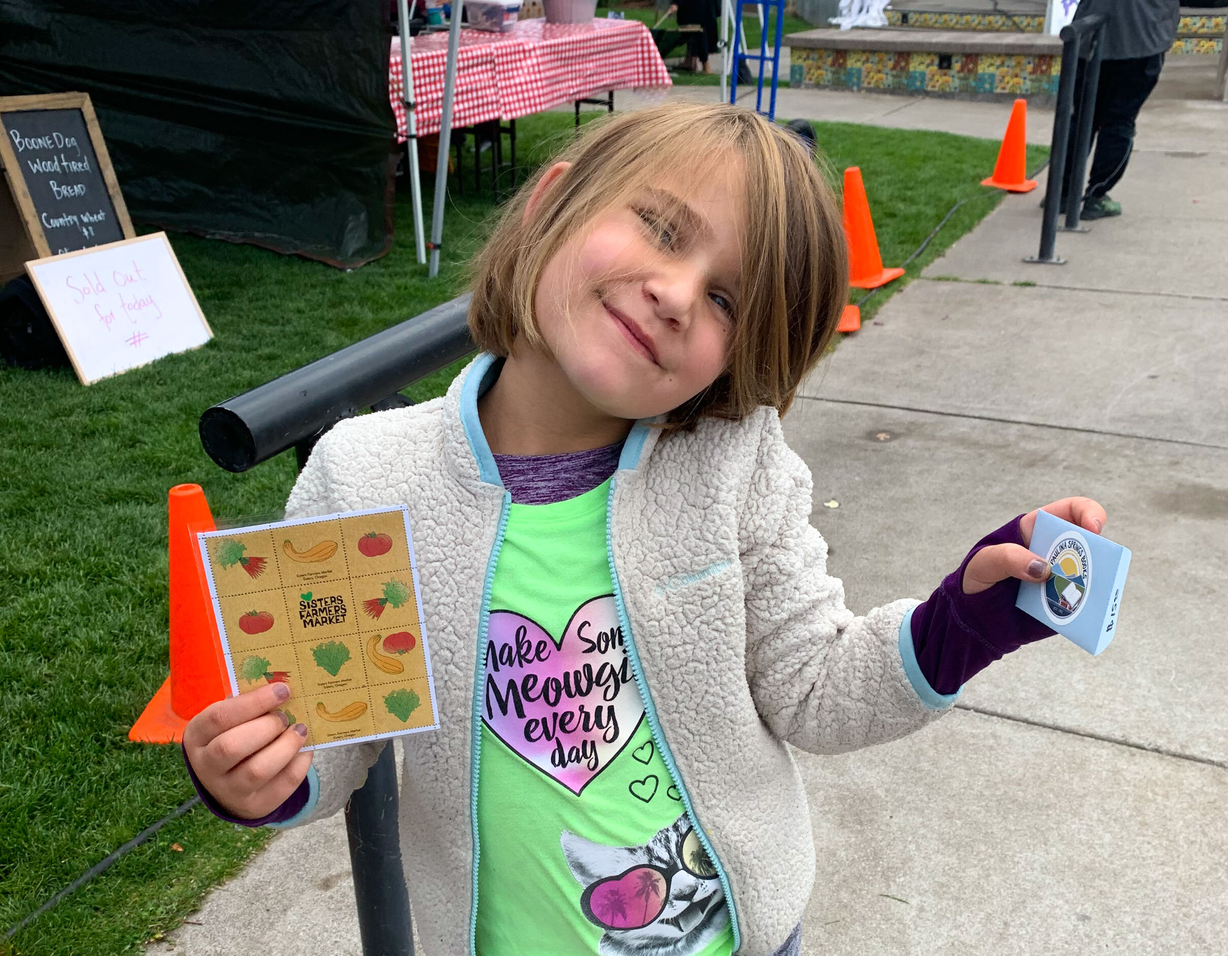  A finalist in the youth category of the Food &amp; Farm Haiku Contest, Nealy Borla won a limited-edition Sisters Farmers Market stamp set from Portland Stamp Company and a gift card to Paulina Springs Books.  