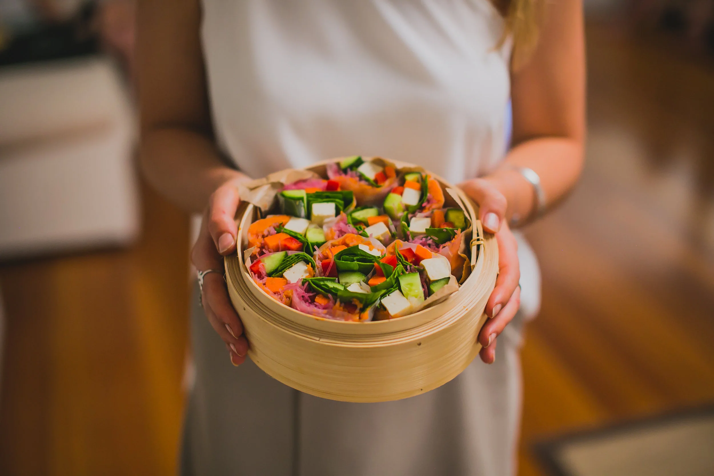 Rainbow Tofu Rice Paper Rolls 