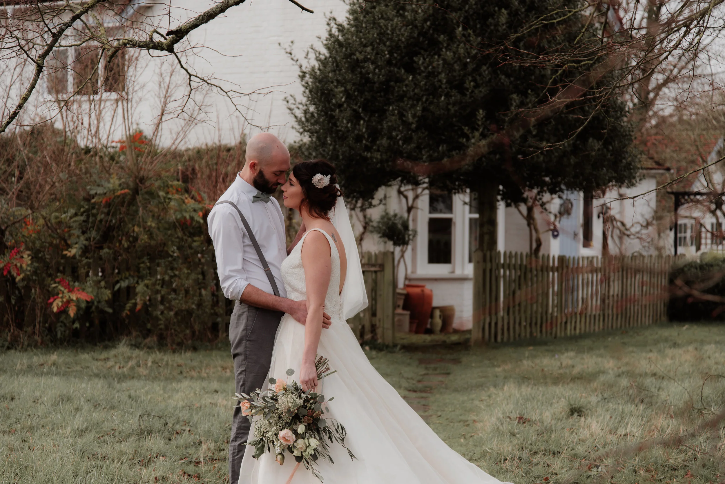 Bride and Groom Outside