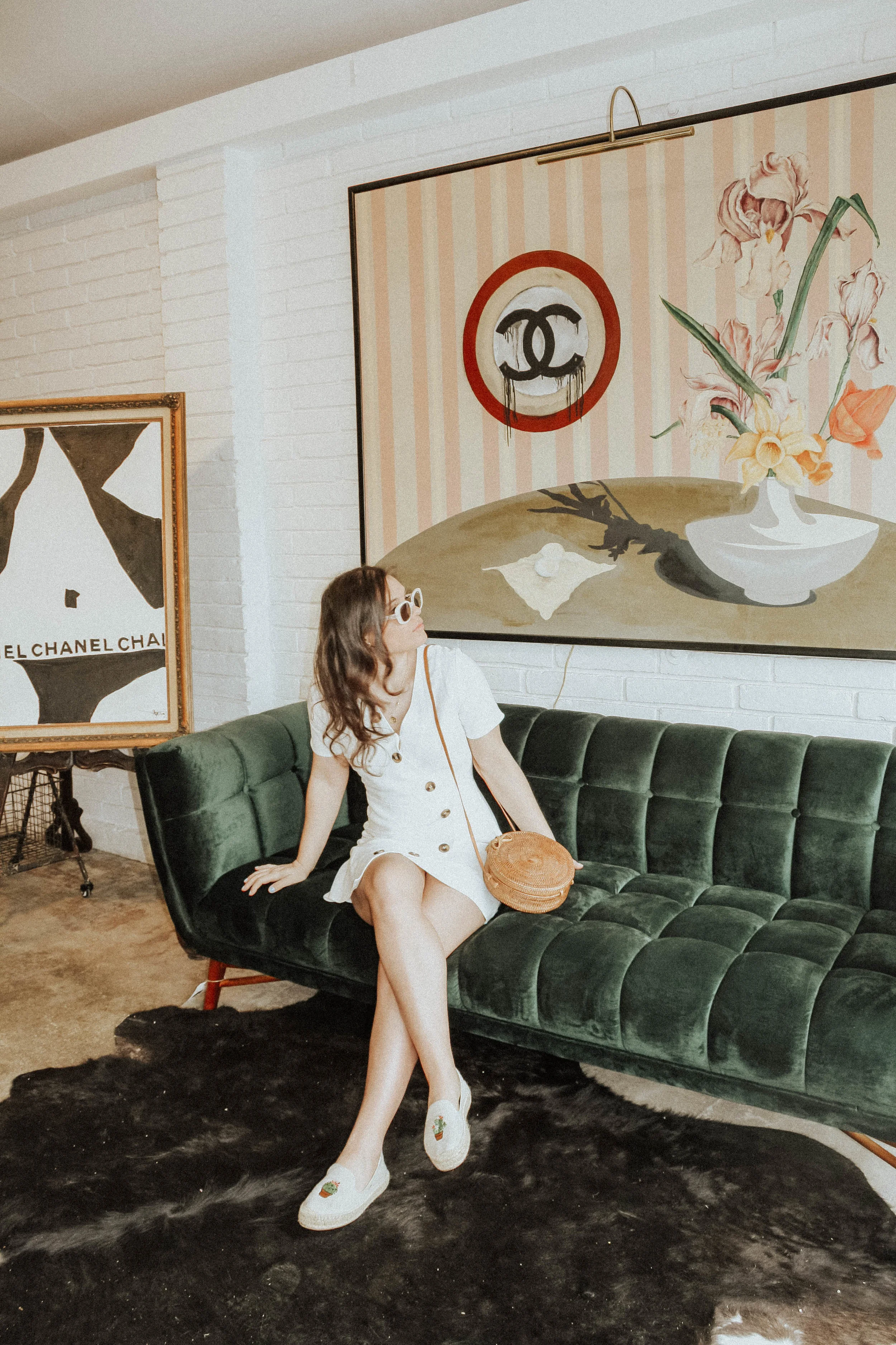 Sunglasses: Quay; Dress: Moon River; Purse: Cleobella; Shoes: Soludos