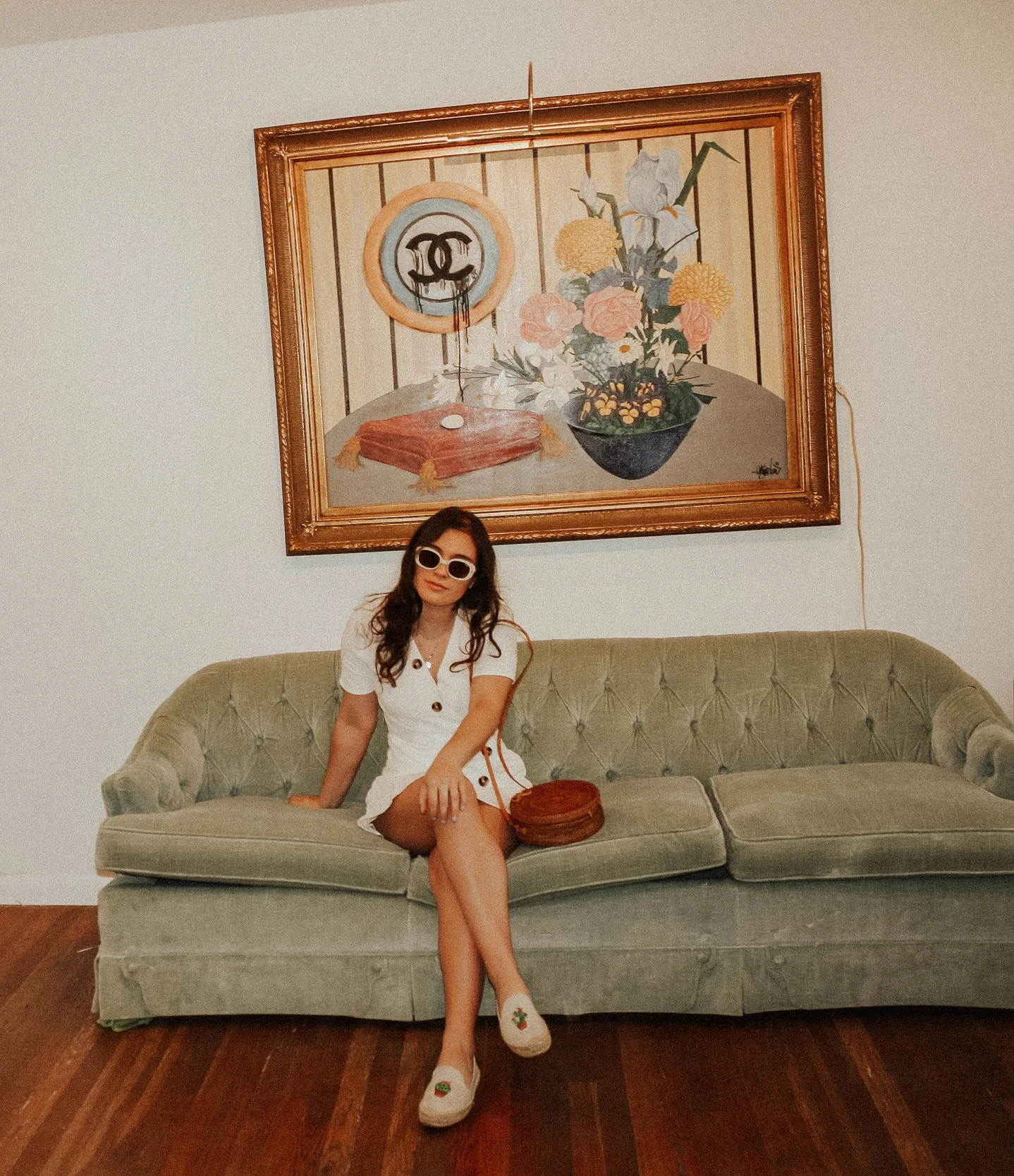 Sunglasses: Quay; Dress: Moon River; Purse: Cleobella; Shoes: Soludos