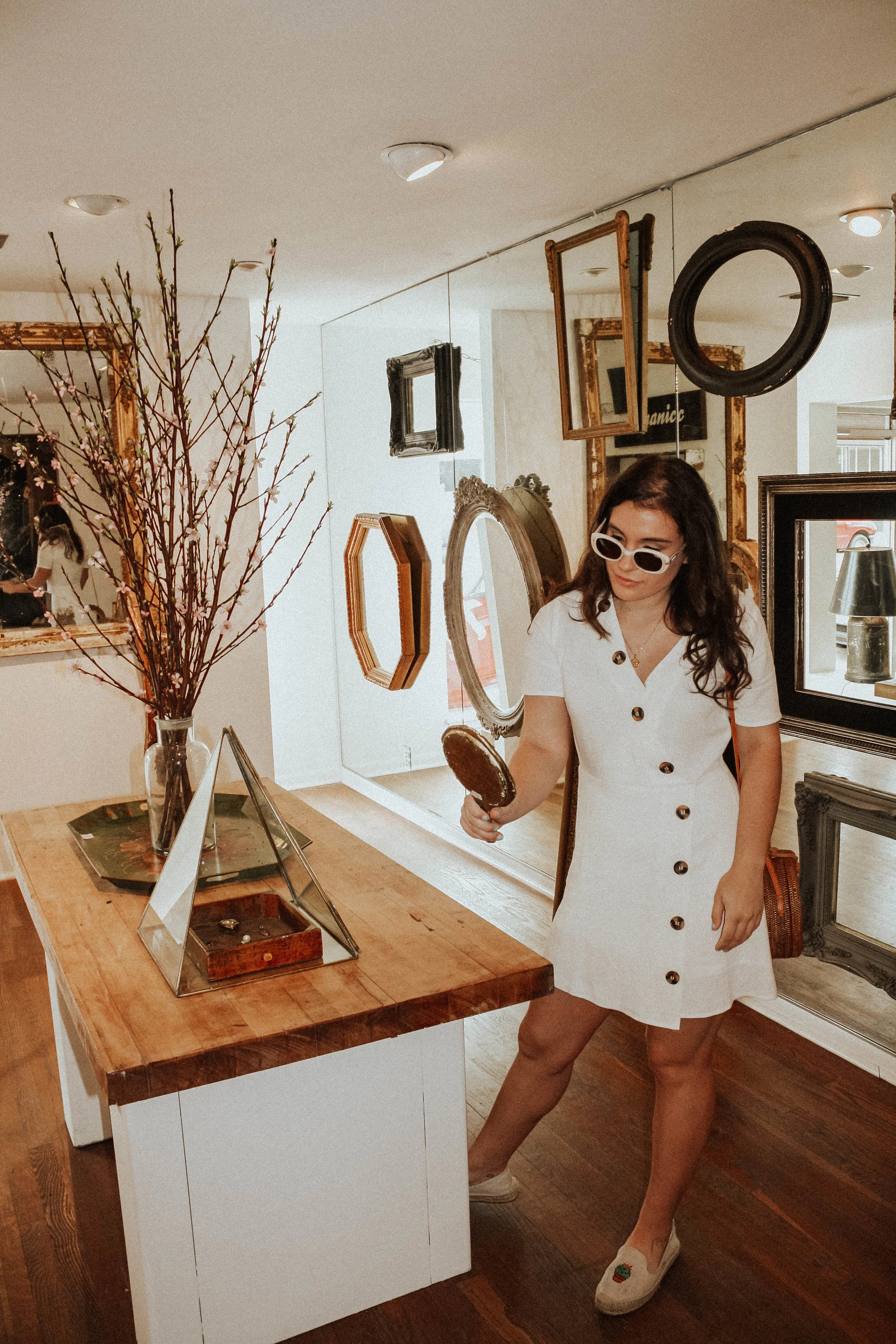Sunglasses: Quay; Dress: Moon River; Purse: Cleobella; Shoes: Soludos