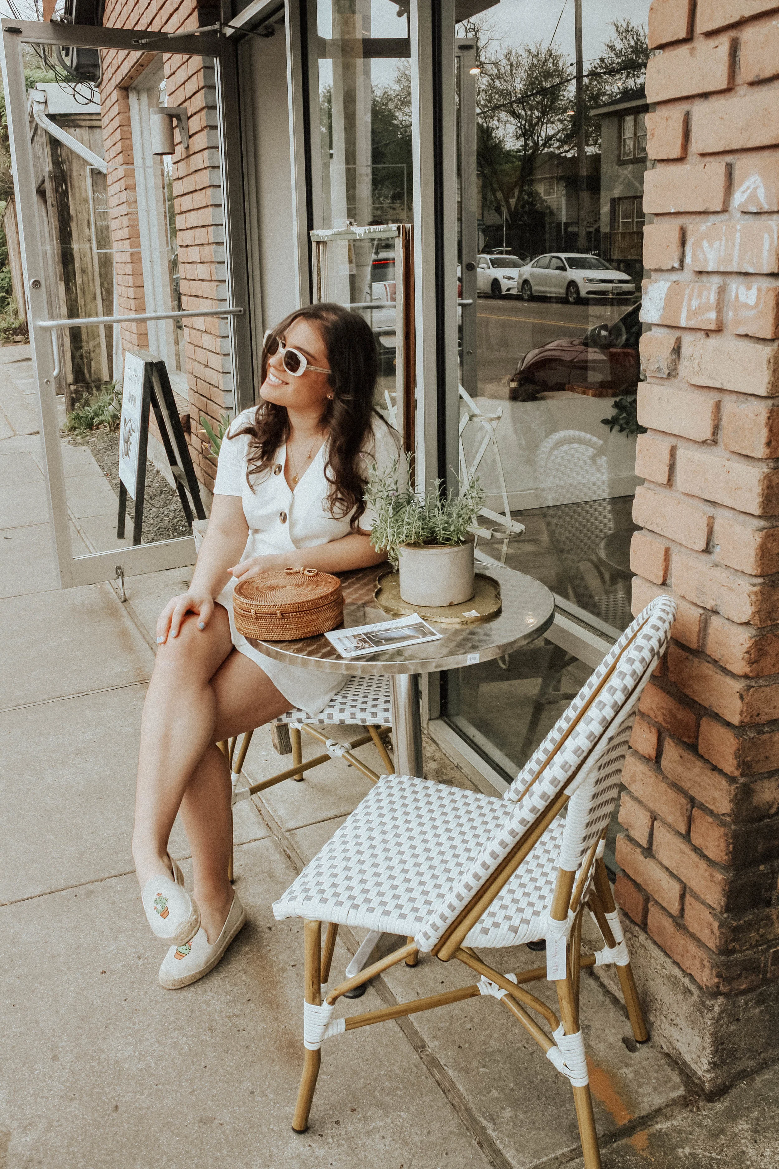 Sunglasses: Quay; Dress: Moon River; Purse: Cleobella; Shoes: Soludos