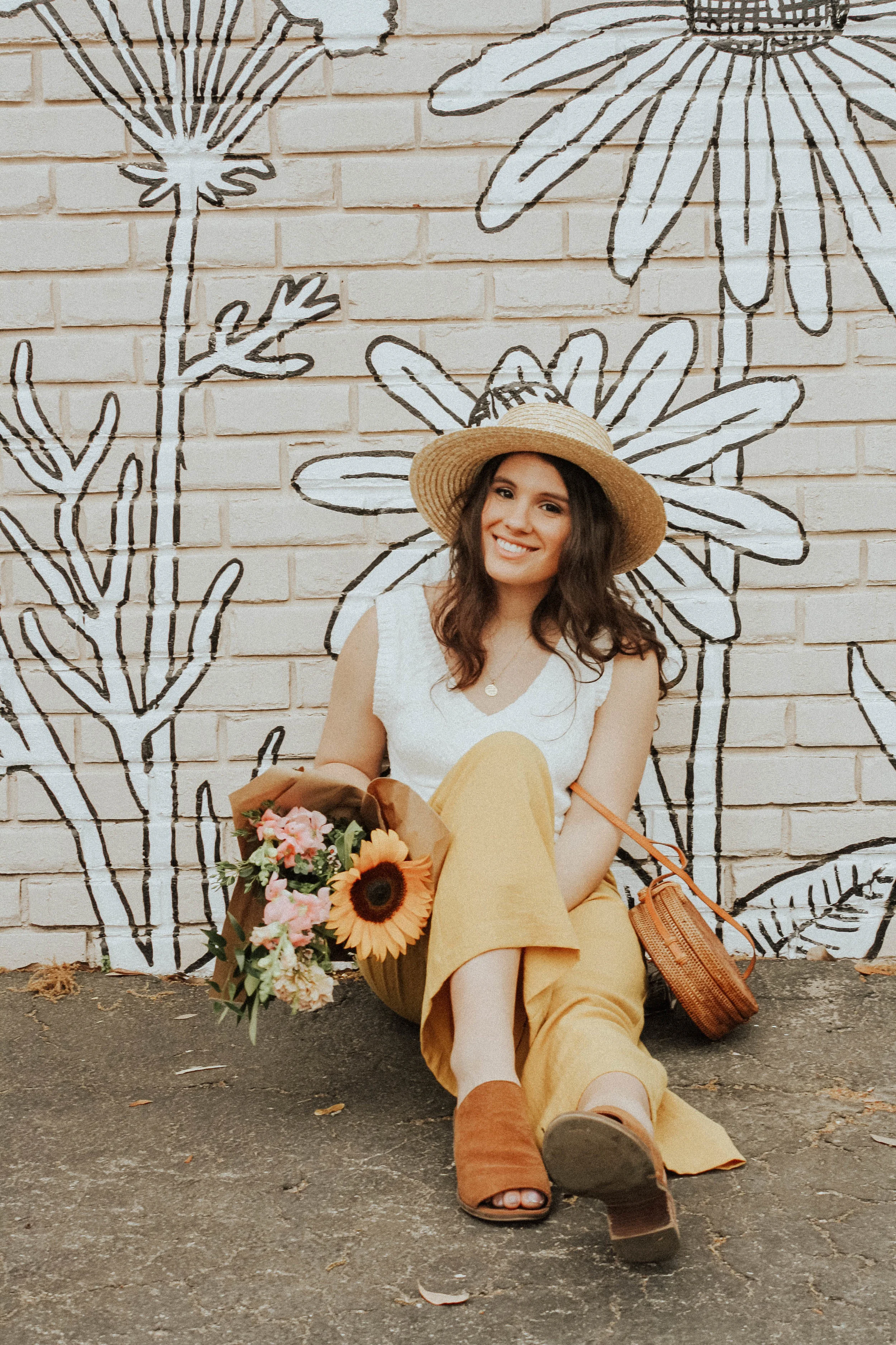 Hat: Lack of Colors; Top: Moon River; Pants: Lost + Wander; Shoes: Steve Madden; Purse: Cleobella