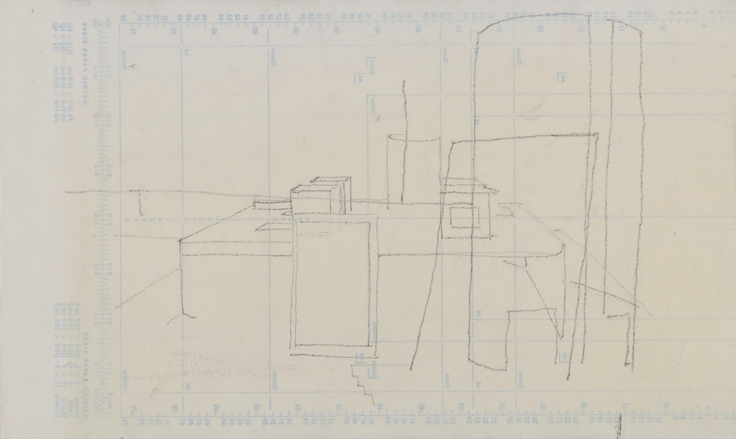   Shelter Studio , 2016, dessin, carbone, 29,7 x 42 cm 